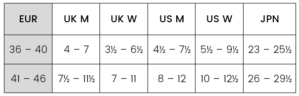 tabela z rozmiarami skarpet halvery